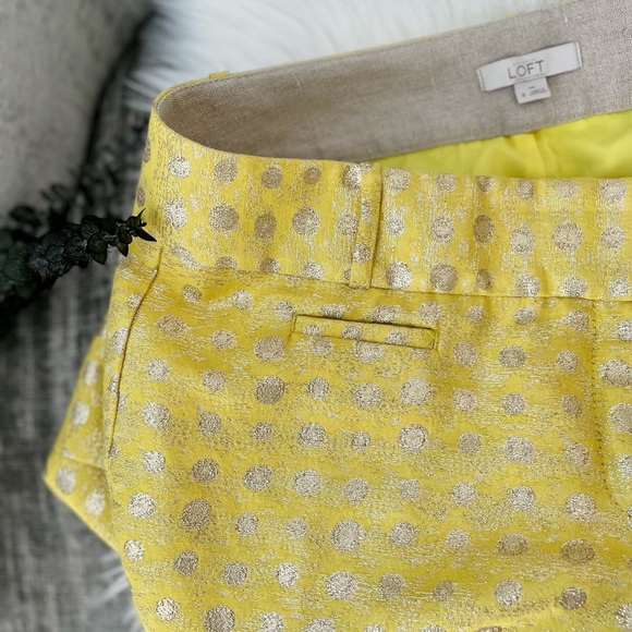 Ann Taylor LOFT Yellow Metallic Career Pants 8 - Picture 6 of 10
